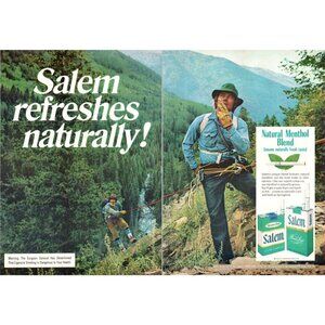 1973 Salem Menthol Cigarettes 2 Page Vintage Print Ad Mountain Climber Wall Art